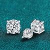2 Carat Moissanite Earrings Studs for Women Men Screw Thread Ear Stud 925 Solid Silver with White Gold Plated Jewelry