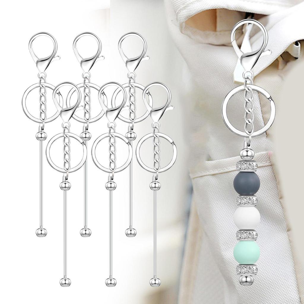 Beadable Keychain Bars Blank DIY Craft, Metal School Office Gift Kids Jewelry