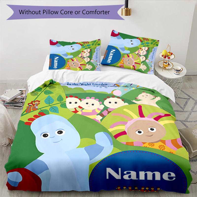 3pcs In the Night Garden2 Cover Set - Personalized Name, HD Printed Bedding with 1 Cover and 2 Pillowcases - Perfect for Home Decor, Easy Care