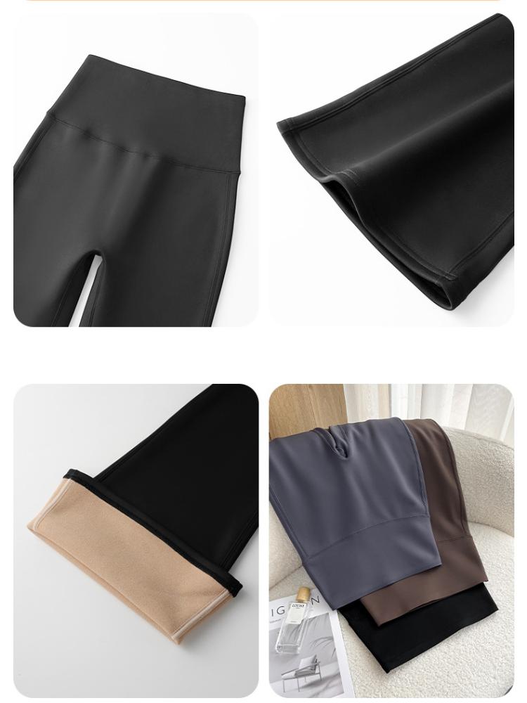 Осенне-зимние брюки-клеш из кроличьего флиса Sharkskin, леггинсы для женщин, эластичные, с высокой талией, тонкие, теплые, подковообразные брюки