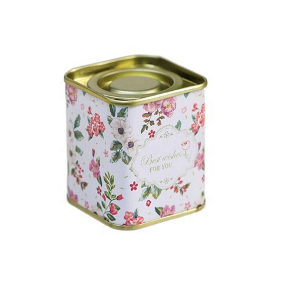 Квадратная жестяная коробка для чая, маленькая металлическая банка для чая, винтажный чай