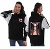 Demon Slayer Women's Hooded Sweatshirt with Japanese Anime Series Print and Color Block Stripes
