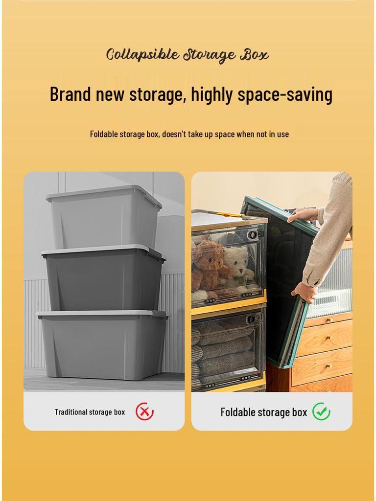 Большой уличный портативный прозрачный складной ящик для хранения одежды, игрушек, закусок, книг - пыленепроницаемый и идеально подходит для домашнего использования.