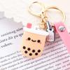 Wild Simulation Gift Silicone Ladies Car Accessories Pearl Milk Tea Keychain Bag Pendant Key Rings