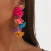 Exaggerated Colorful Floral Fabric Earrings Boho Holiday Wind Eardrop Colorful Fabric Earrings