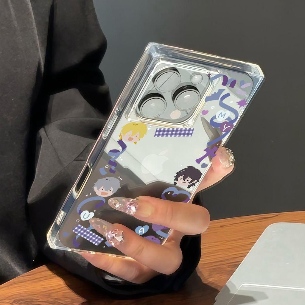 Прозрачный квадратный чехол-накладка для iPhone 15 Plus 13 14 Pro Max 12 16 ProMax 11, защита от окисления, чехол с узором из нескольких аватаров