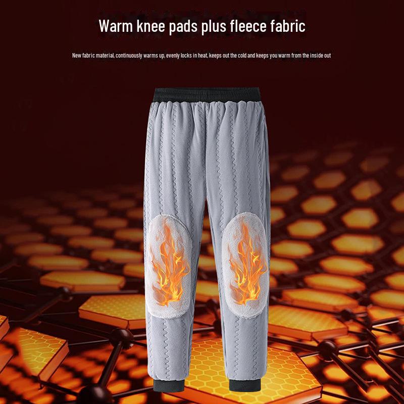 Зимние теплые свободные повседневные брюки с наколенниками для людей среднего и пожилого возраста