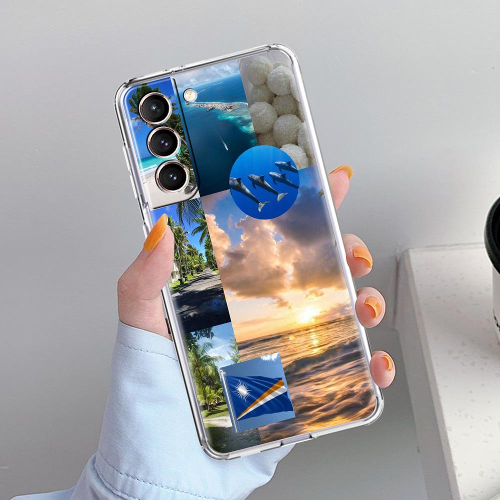 Чехол для телефона Samsung Galaxy S26 S25 S24 S23 S22 Ultra S20 S21 FE 5G Plus Мягкий прозрачный чехол Флаг Маршалловых островов