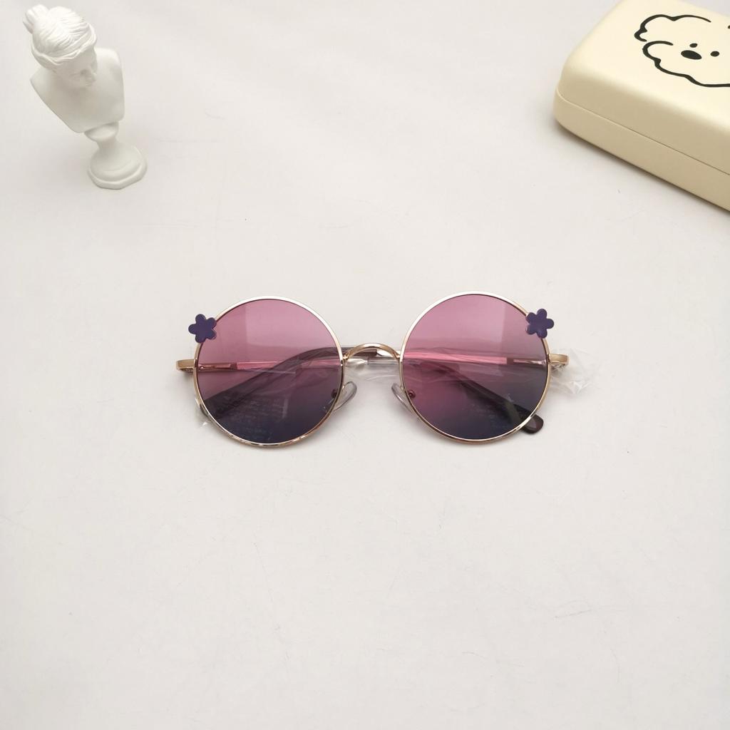 Детские солнцезащитные очки с защитой от ультрафиолета в ретро-металлической круглой оправе, персонализированные солнцезащитные очки, милые круглые очки с изображением маленького тигра