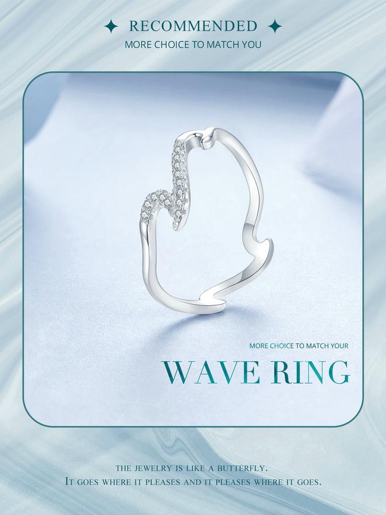 BAMOER 925 стерлингового серебра волна кольцо дизайн Sense модное кольцо позолоченное белое золото для женщин ювелирные изделия подарок