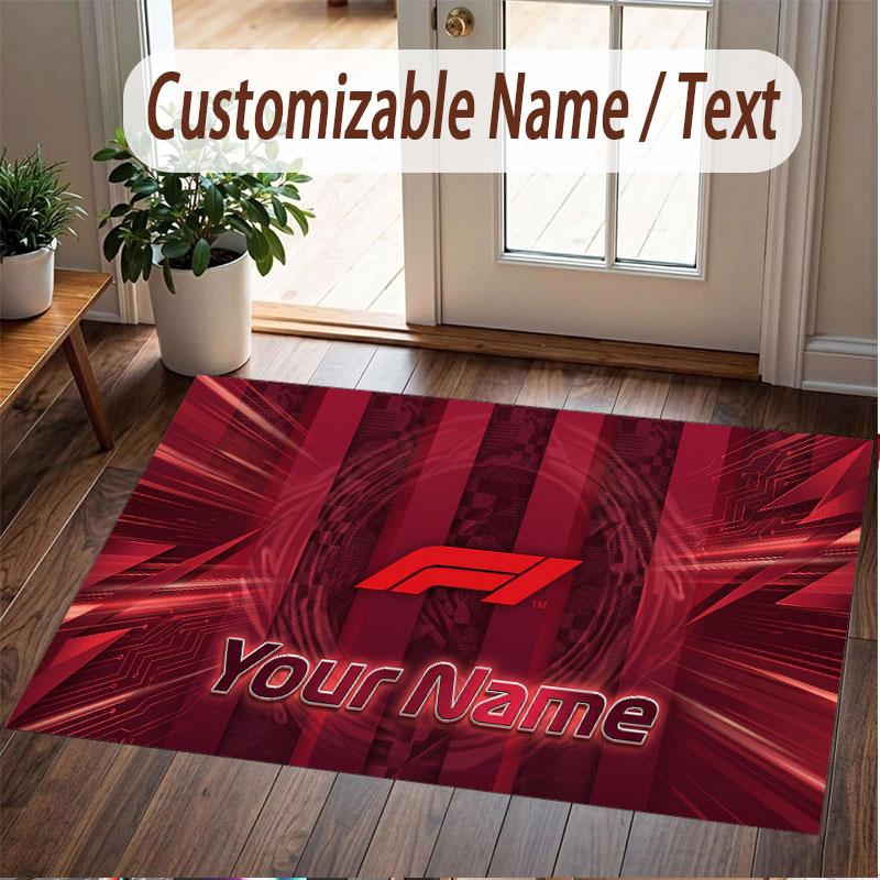 Custom Rug F1 Pattern Print Name Text Soft Non‑Slip Floor Carpet for Home Indoor Decoration