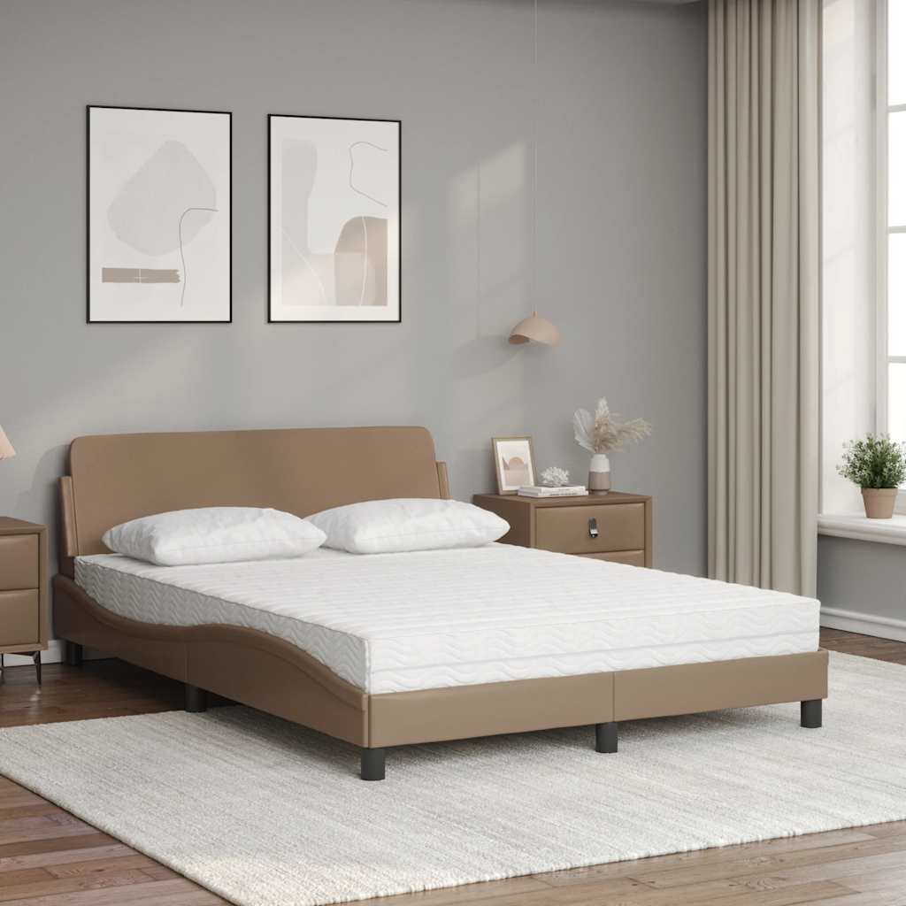 Vidaxl Łóżko Z Materacem, Cappuccino, 120X200 Cm, Sztuczna Skóra