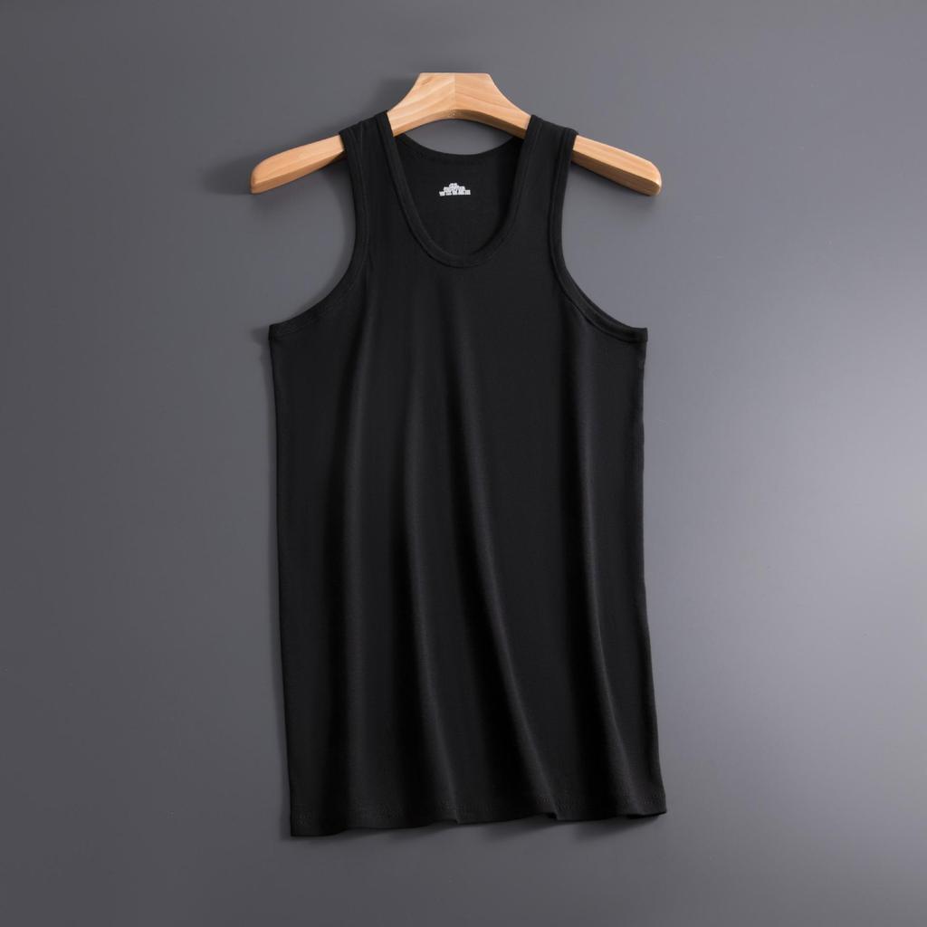Men's Summer Cotton Ribbed Slim Fit Tank Top with Spaghetti Straps and Racerback.