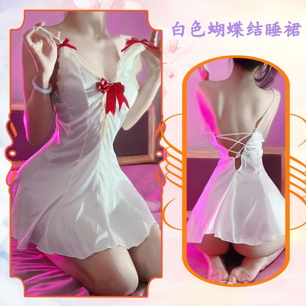 Сексуальное нижнее белье Pure Desire Girl Атласная кружевная ночная рубашка с бантом Воздержание Французский сексуальный подтяжка