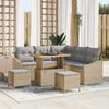 8-piece Garden Sofa Set, Beige Cushions In Poly Rattan Acacia, 2-seater Garden Sofa with Beige Cushions 3362657