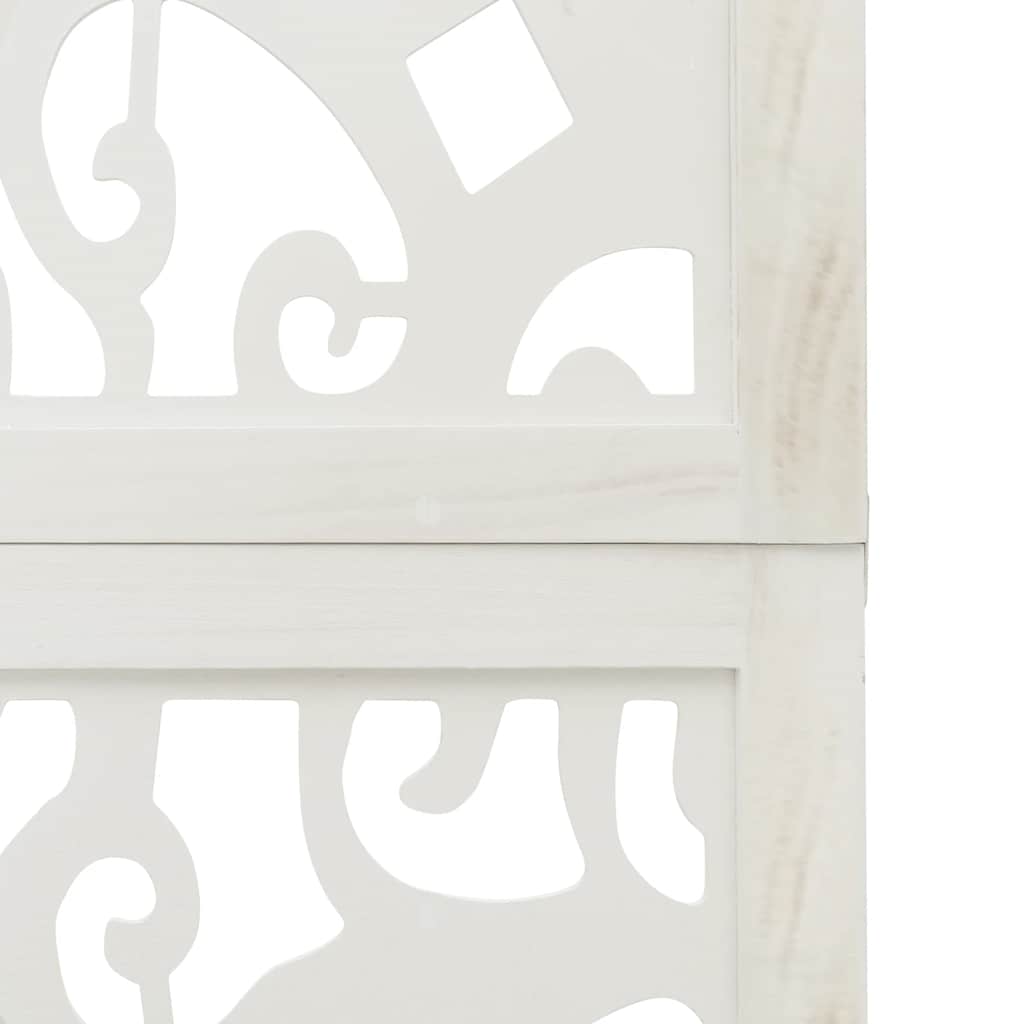 3 Piece Room Divider White Solid Paulownia Wood