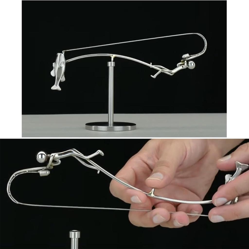 Рыбак Стальной Баланс Скульптура Игрушка Кинетическое Искусство Неваляшка Кинетическая, Балансирующая Декомпрессионная Наука Психология Игрушка для Дома Офиса Декор для Стола