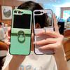 Litchi Grain Leather Ring Phone Case for Samsung Galaxy Z Flip 5 4 Flip5 Flip4 Flip3 5G Holder Shockproof Fall Prevention Cover
