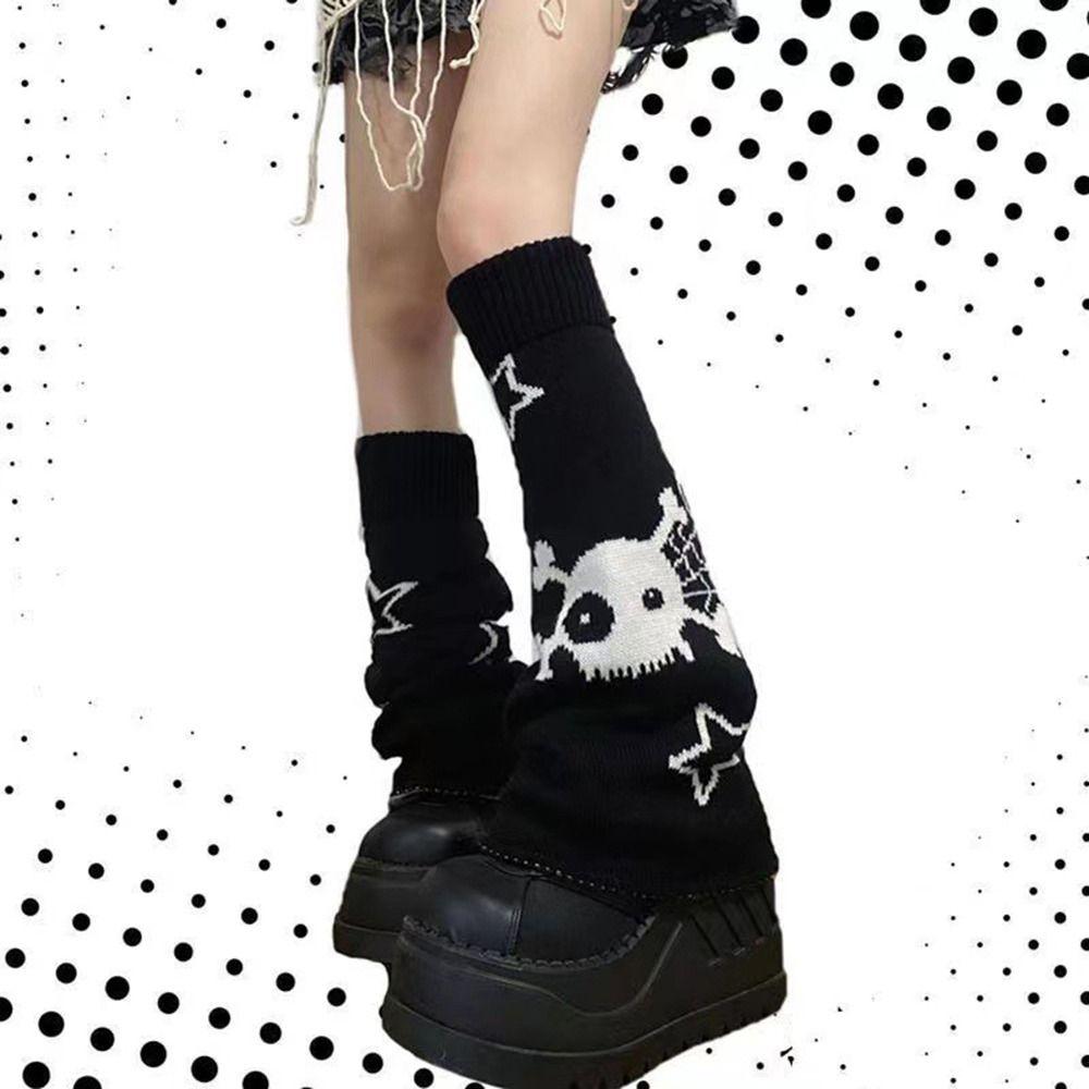 Skull Star For Girls Knitted Foot Cover Double-sided Wear Women Leg Warmers Lolita Boots Cover