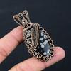 Snowflake Obsidian Gemstone Pure Copper Wire Wrapped Handmade Pendant Jewelry For Her