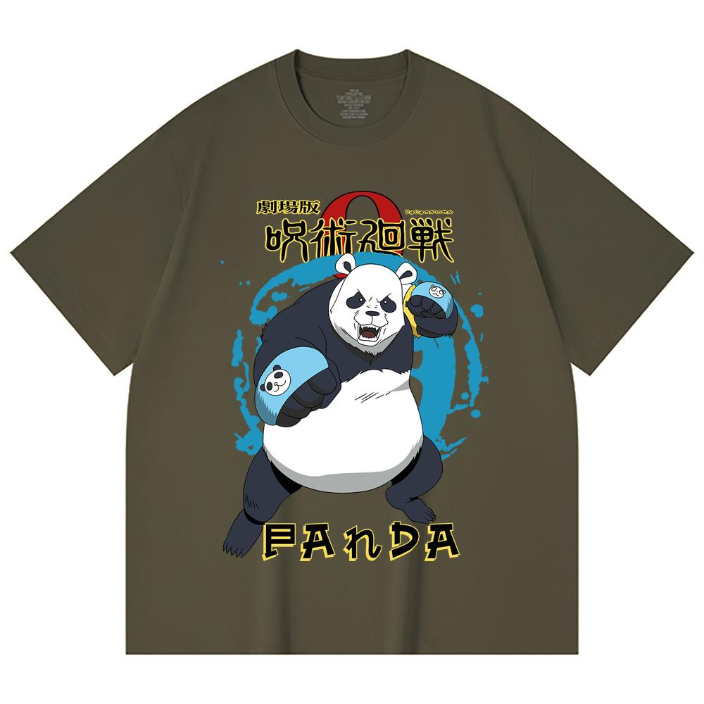 230 Gsm 100% Cotton Jujutsu Kaisen V62 Panda Print Unisex Heavy Cotton T Shirt