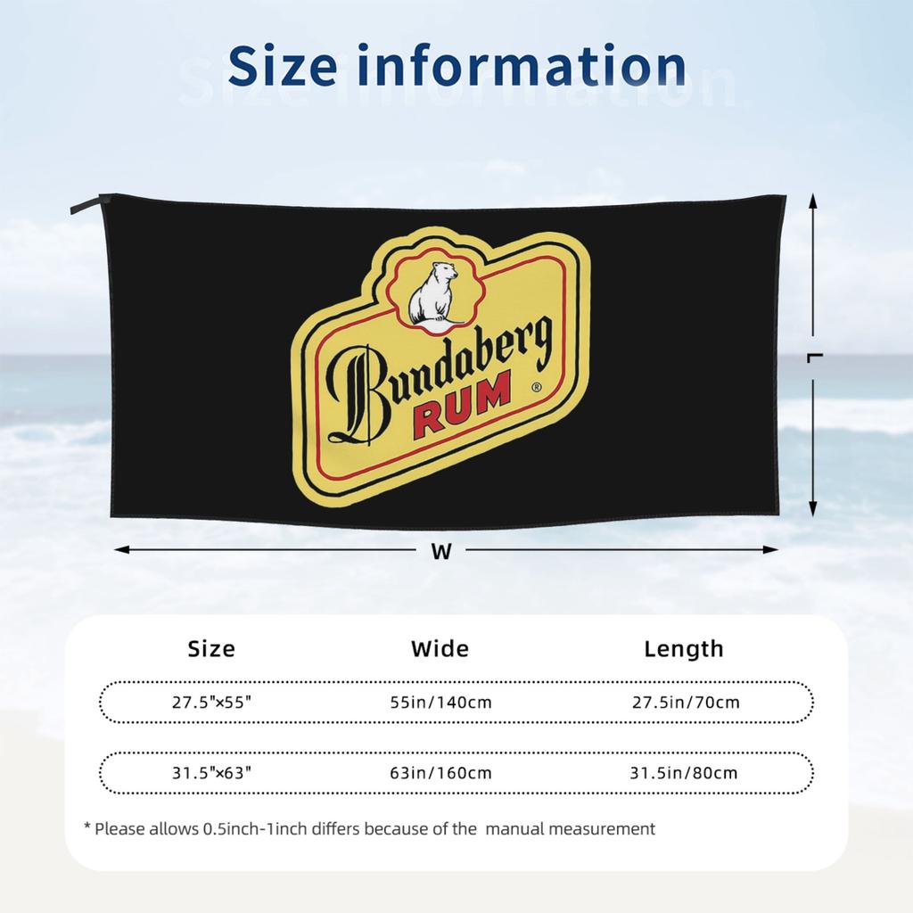Bundaberg Rum Beach Towel Soft Microfiber Quick Dry Absorbent Quick Towels For Bath