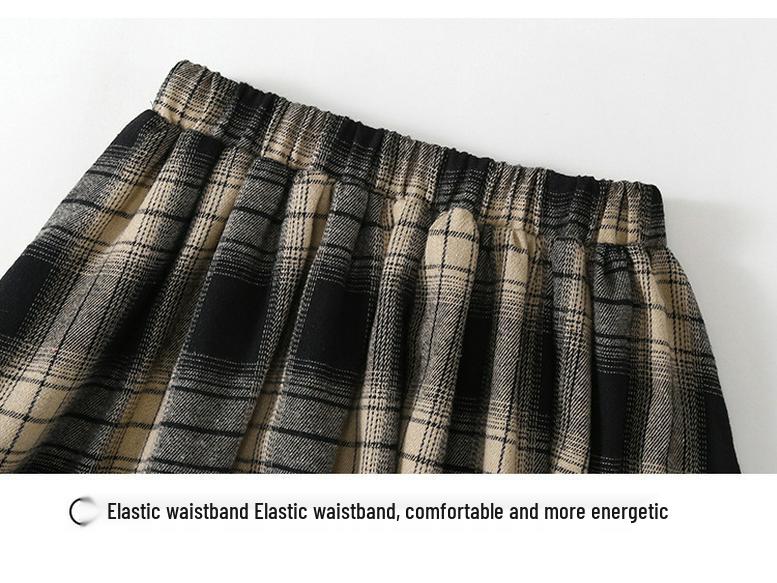 Комплект из двух предметов для девочек: осенняя клетчатая юбка и вязаный кардиган