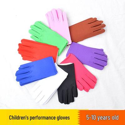 Детские белые эластичные перчатки для выступлений для танцев и этикета - Подходят для мальчиков и девочек детского сада и начальной школы