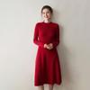Women's Cashmere Ribbed Midi Dress - Autumn/Winter Solid Color, Slimming Over-Knee Wool Sweater.