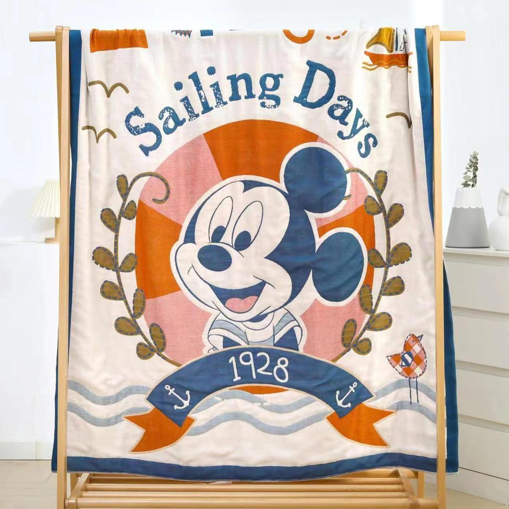 Four Seasons Baby Cotton Gauze Towel Quilt Newborn Cartoon Children's Baby Blanket Breathable Washed Cotton Lunch Break Blanket