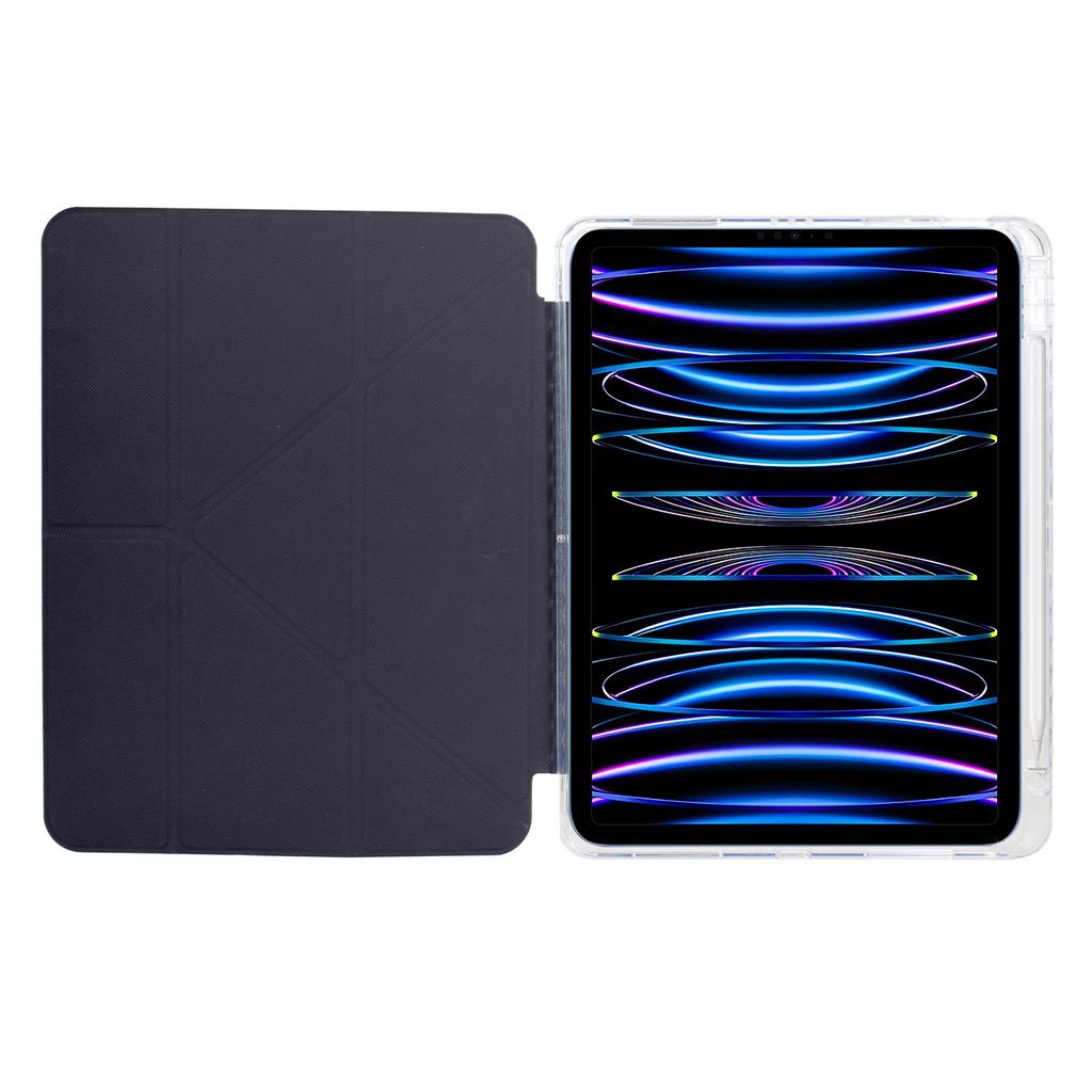 Tablet Case For iPad Pro 12.9 (2022)/(2021)/(2020)/(2018),Stand Pattern Print Leather+Clear Acrylic Cover with Pencil Holder