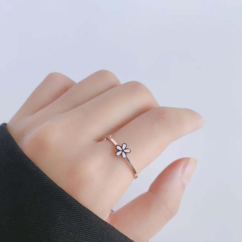 ENSHIR из нержавеющей стали 316L, простое круглое кольцо с цветком, корейская версия, простое женское кольцо на указательный палец, фестиваль, вечеринка, свадебный подарок