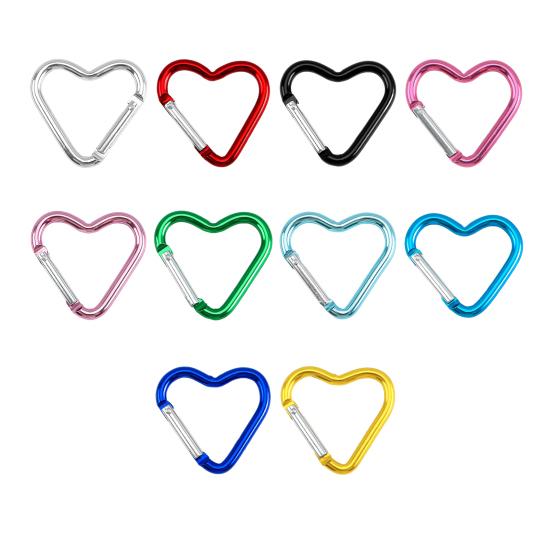 20 шт. карабин в форме сердца, прочный алюминиевый брелок с пружинным крючком для рюкзака
