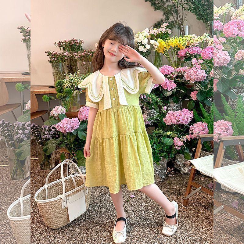 Girls Summer Short Sleeve Princess Dress Stylish Casual Outfit For Big Kids