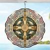 3D Peace Dove Cross Wind Spinner Kinetic Motion Metal Garden Wind Chime Golden Accents Outdoor Indoor Decorative Ornament for Patio Yard Home Unique