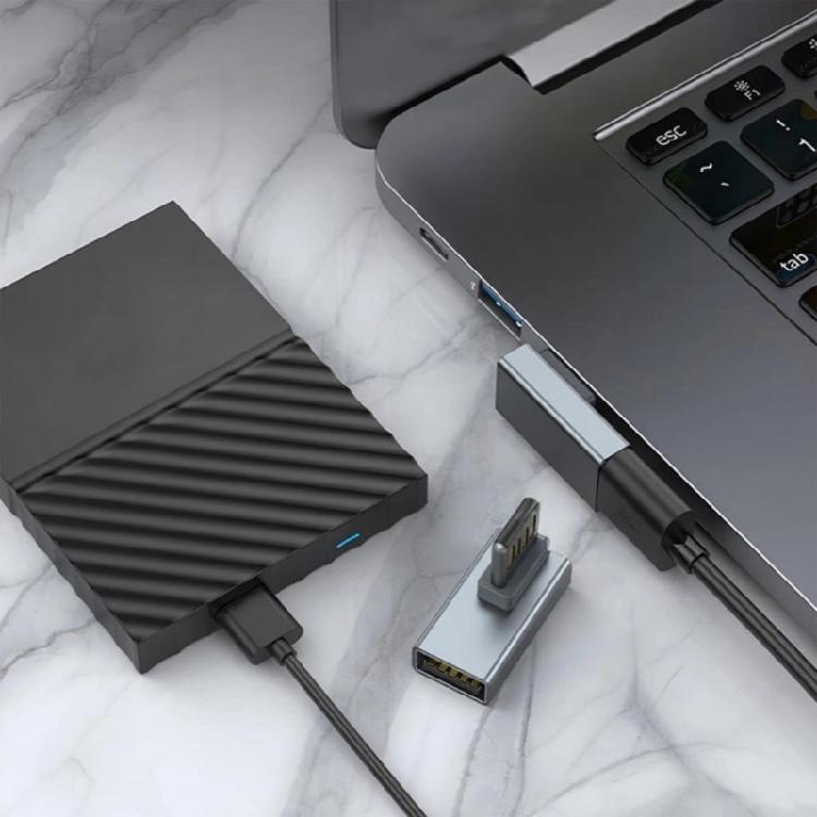 Угловой USB-адаптер 90° с поддержкой двустороннего подключения, быстрой зарядки и передачи данных, для подключения к клавиатурам, мышам,