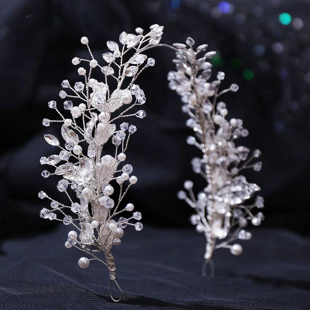 Handmade Bridal Headband Zinc Zinc Alloy Leaf Bridal Tiara Hair Vine Retro Crystal Headpiece Bridal Party