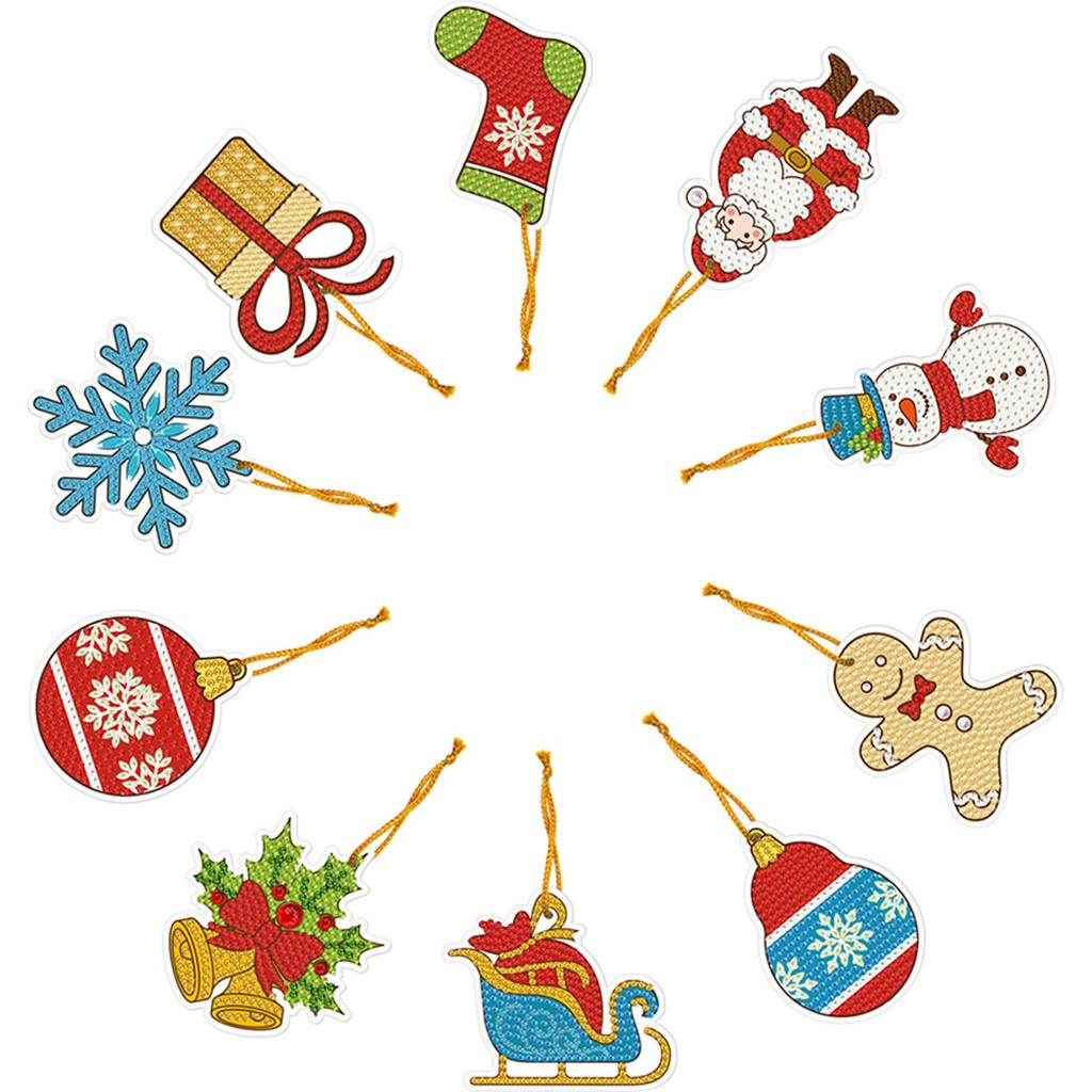 Merry Christmas Pendant DIY Diamond Mosaic Ornaments Christmas Tree Hanging Decoration Party Friends Gift Supplies