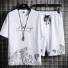 Men's T-shirt + Shorts Set Summer Breathable Casual T Shirt Running Set Fashion Harajuku Printed Male Sport Suit 2022 New
