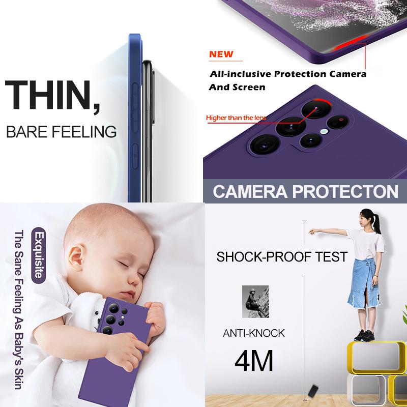 S24 S23 S22 Ultra Plus Case Square Liquid Silicone Soft TPU Cover For Samsung Galaxy S24 S23 S22 Ultra S 24 Ultra Plus S24Ultra