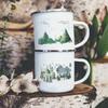 Кружки для кемпинга Adventure Campfire Cup с принтом леса Enamel Camping Cups Outdoor Campervan Coffee Handle Mug Camper Best Gifts