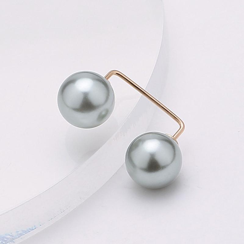Simple Double Pearl Brooch Anti-glare Buckle Neckline Cardigan Pearl Buckle Pin Fixed Clothes Elegant Brooch Ladies Jewelry