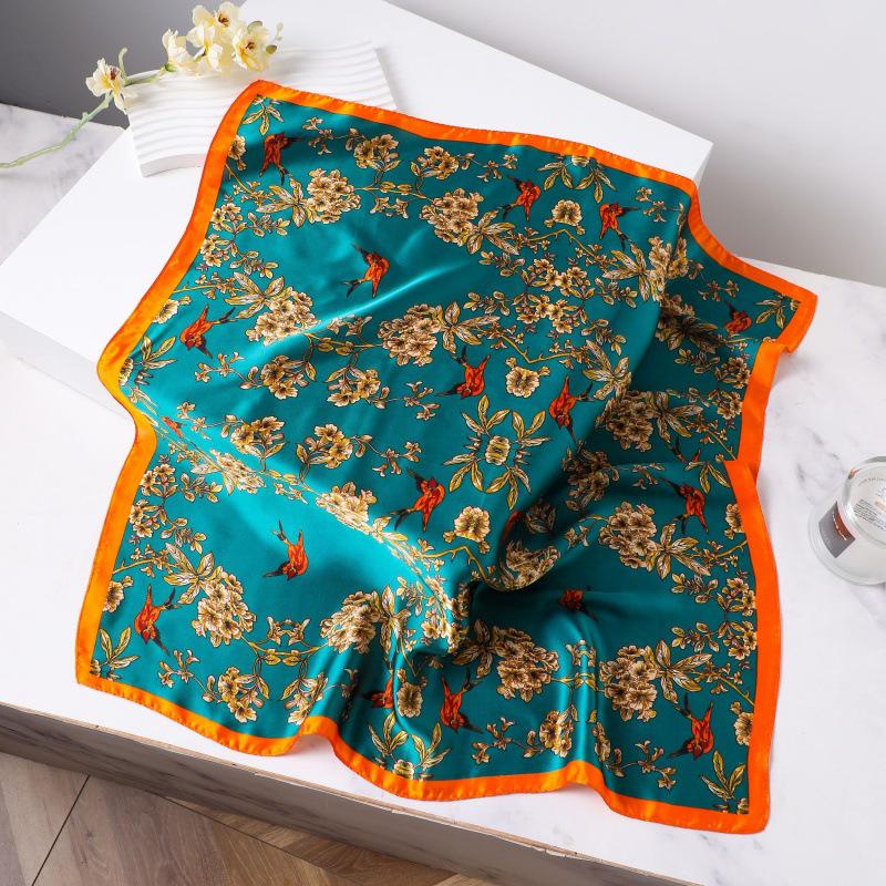 Шелковый женский квадратный шарф - Китайский стиль платок на голову для весны, лета, осени - Защита шеи и согревающий - Элегантный тонкий стиль для мамы