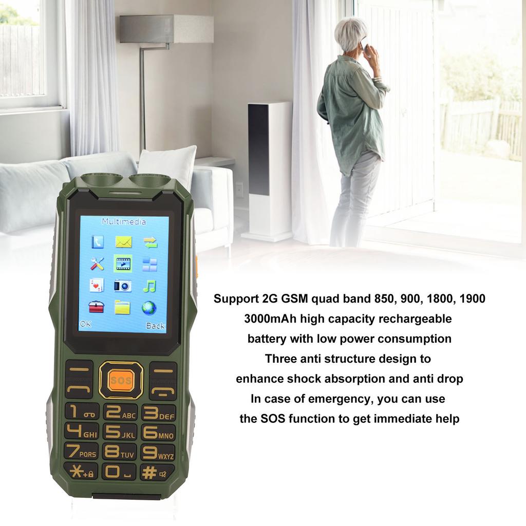 2,4 дюйма 1,3 МП Большие Кнопки Две SIM-карты Старший Мобильный Телефон 2G SOS Большая Кнопка Пожилой Мобильный Телефон 3000 мАч