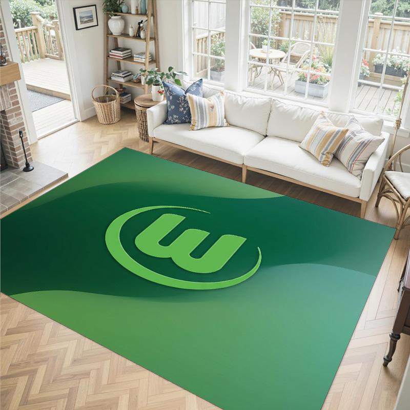 VfL Wolfsburg FC Design Crystal Velvet Carpet Cozy Non?Slip Printed Rug For Bedroom Living Room Entrance
