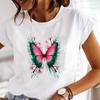(Asian Size) T Shirt Female Women Tee Top Clothing Casual Flower Trend Lovely 90s Fashion Short Sleeve Print Lady Graphic T-shirts