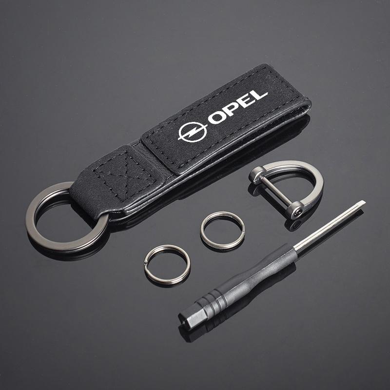 Suede Leather Keychain 360 Degree Rotating Horseshoe Buckle Rings For Opel Astra G H J K F Corsa D Zafira B Insignia Mokka Regal