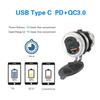 Автомобильное зарядное гнездо PD3.0 и QC3.0 USB Type-C порты водонепроницаемые со светодиодным сенсорным переключателем 115 Вт быстрая зарядка 12 В/24 В для мото адаптера