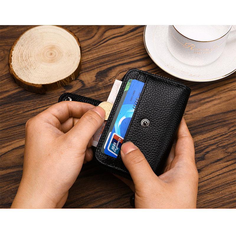 Мини-держатель для карт из натуральной кожи с застежкой-молнией, первый слой из коровьей кожи, для организации нескольких карт