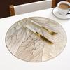 Placemats PVC Table Mat Heat Resistant Round Dining Pad Feather Texture Protective Anti-Scalding Wear-Resistant Kitchen Accessories
